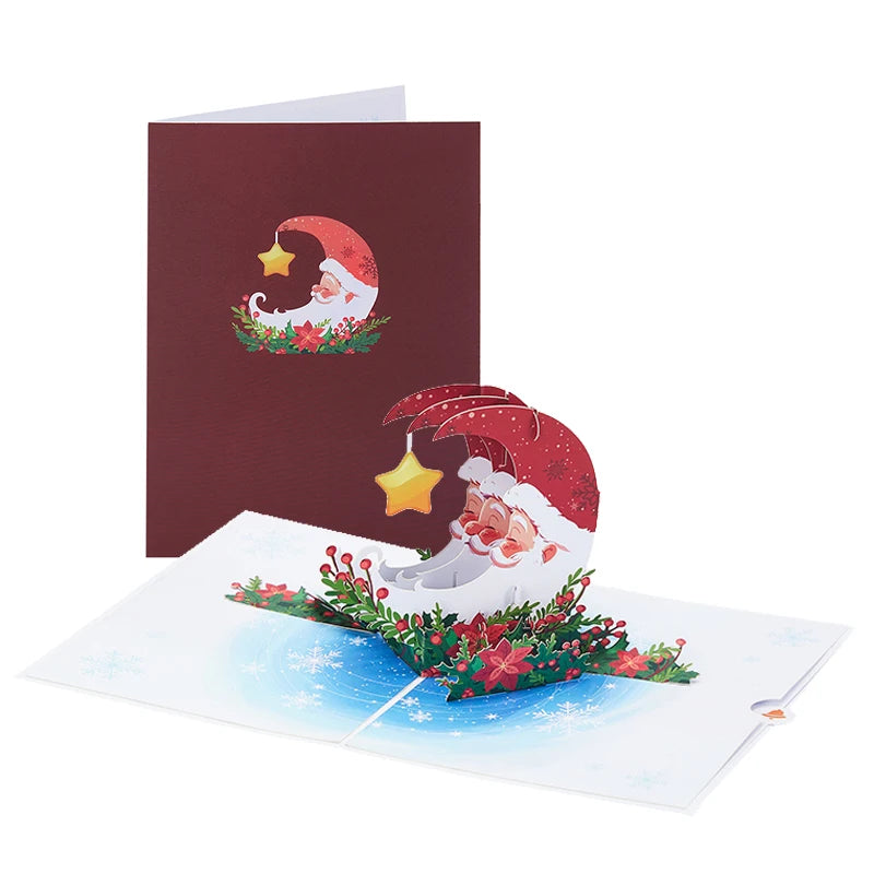 Christmas Tree Greeting Cards Cat Xmas Party Three-dimensional Pop Up Card 3D Postcard With Envelope Holiday Supplies