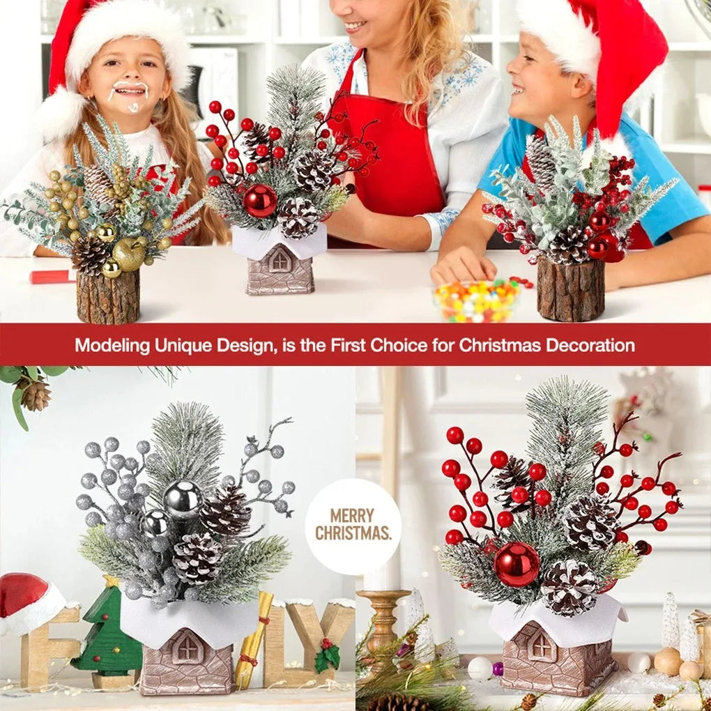 Christmas Tree Desktop decoration Holiday Ornaments Artificial Christmas Tree Red Berry For Christmas Decorations Festival gifts
