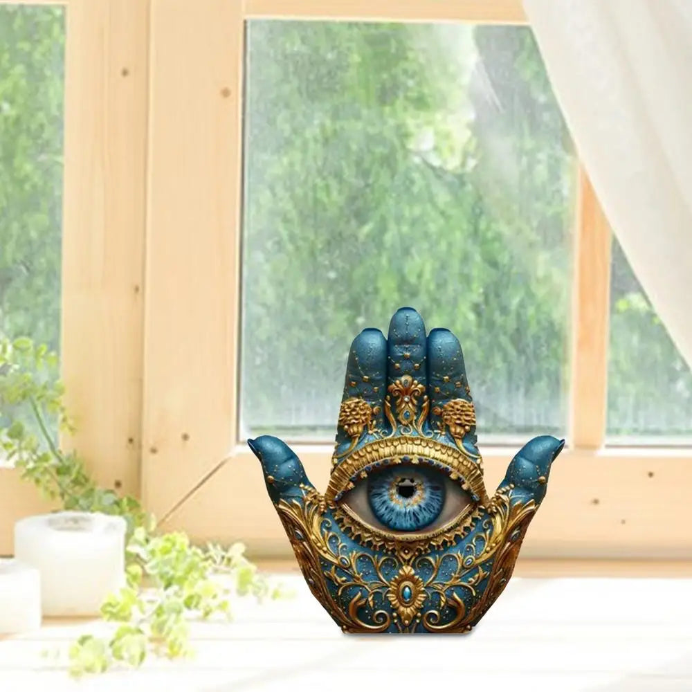 new Evil Eye Palm Sculpture Evil Eye Hands Decorative Sculpture Home Decor Statue Figurine Ornament for Bookshelf Desk Mantel