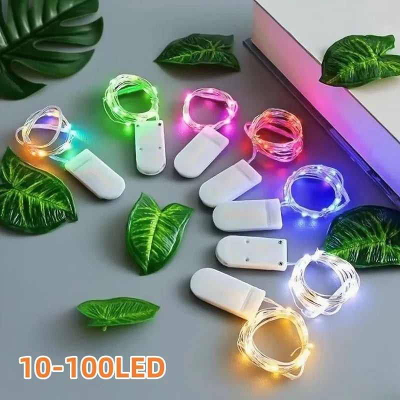Battery Powered LED String Lights 10/20/30/50/100LED Copper Wire Lights for Camping Wedding Flowers Christmas Decoration
