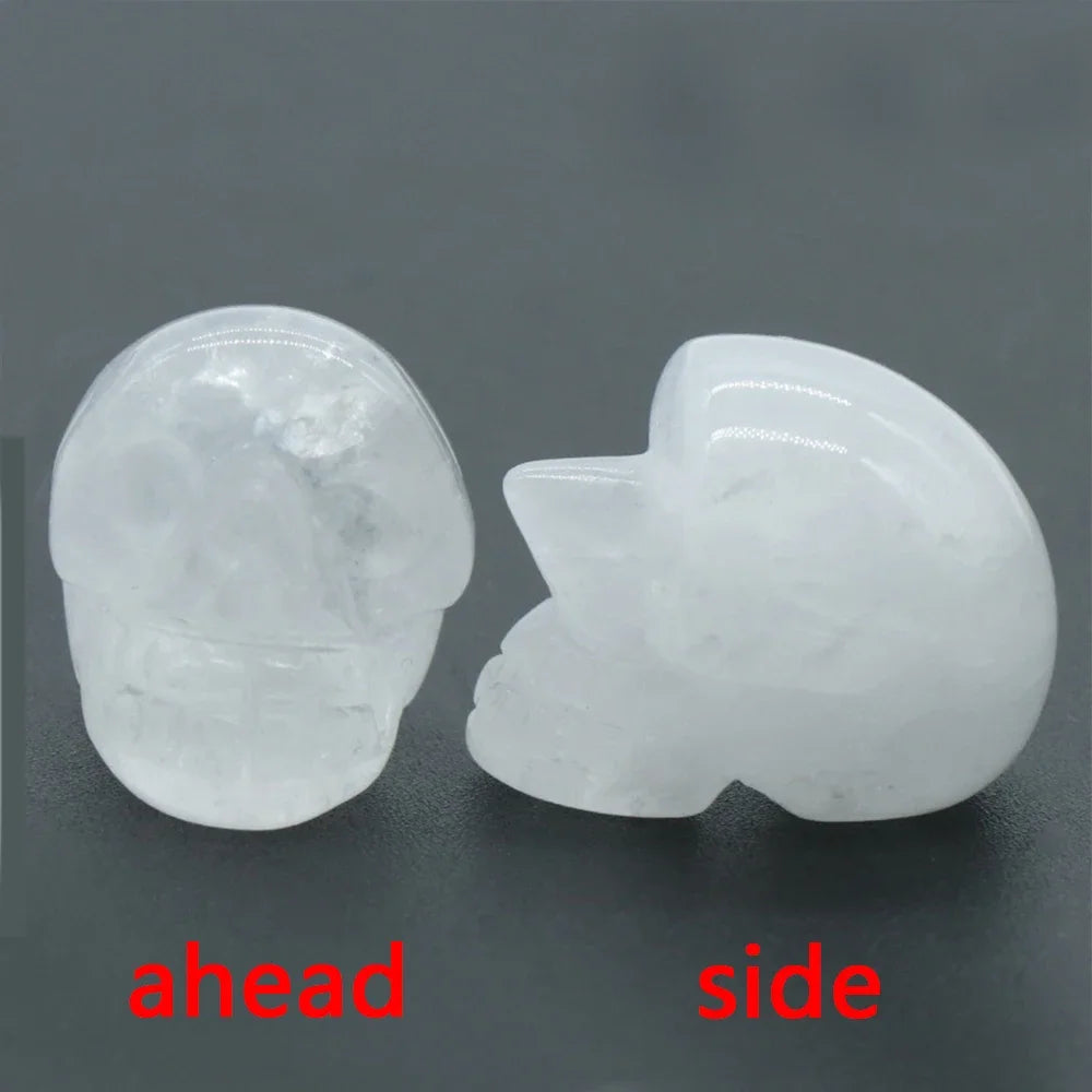 Natural Crystals Skulls Mineral Ghost Head Polished Carved Halloween Gift Desktop Home Decor Stone Crafts Skull Statues 14colors