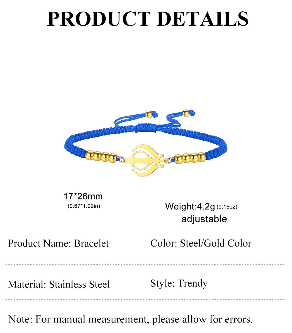 Lucktune Khanda Sikh Faith Bracelet for Women Men Stainless Steel Vintage Indian Sword Lucky Bracelet Spiritual Jewelry Gift