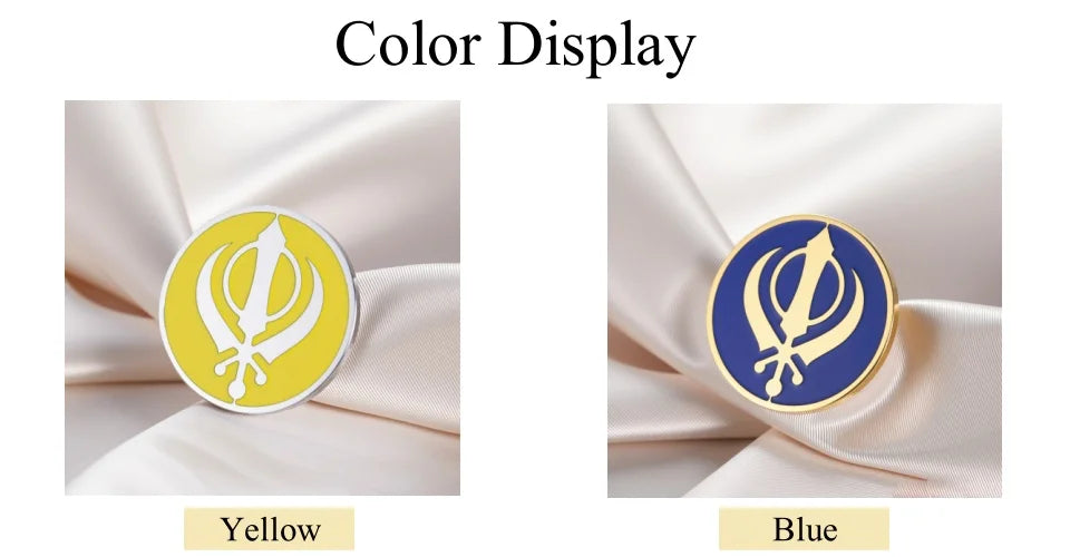 LIKGREAT Sikh Khanda Brooch Religious Spiritual Enamel Pin Badge Stainless Steel Jewelry Amulet Gift for Men Women Accessory