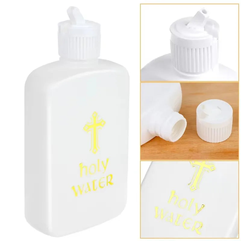 Plastic Holy Water Bottle with Jesus Cross-Catholic&Christian Religious Empty Refillable Container, for Baptism, Church, Prayer