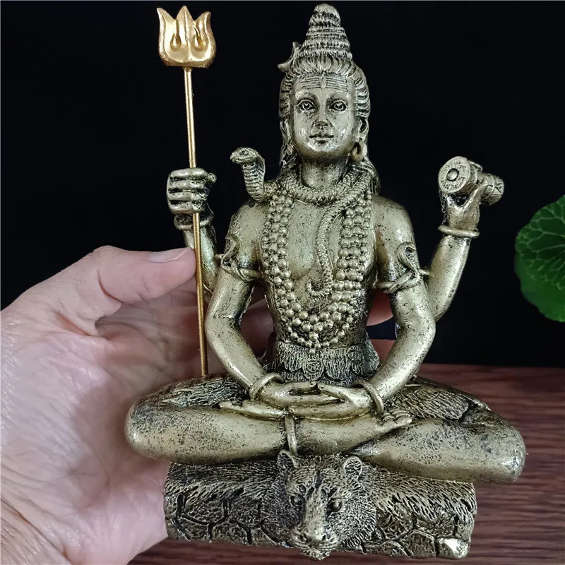 Golden Shiva Statue Hindu Ganesha Vishnu Buddha Figurine Sculpture Room Office Home Decoration India God Feng Shui Crafts