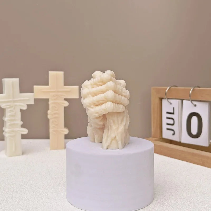 DIY cross candle silicone molds 3D relief cross crafts resin plaster cement casting mold Halloween gift making tool