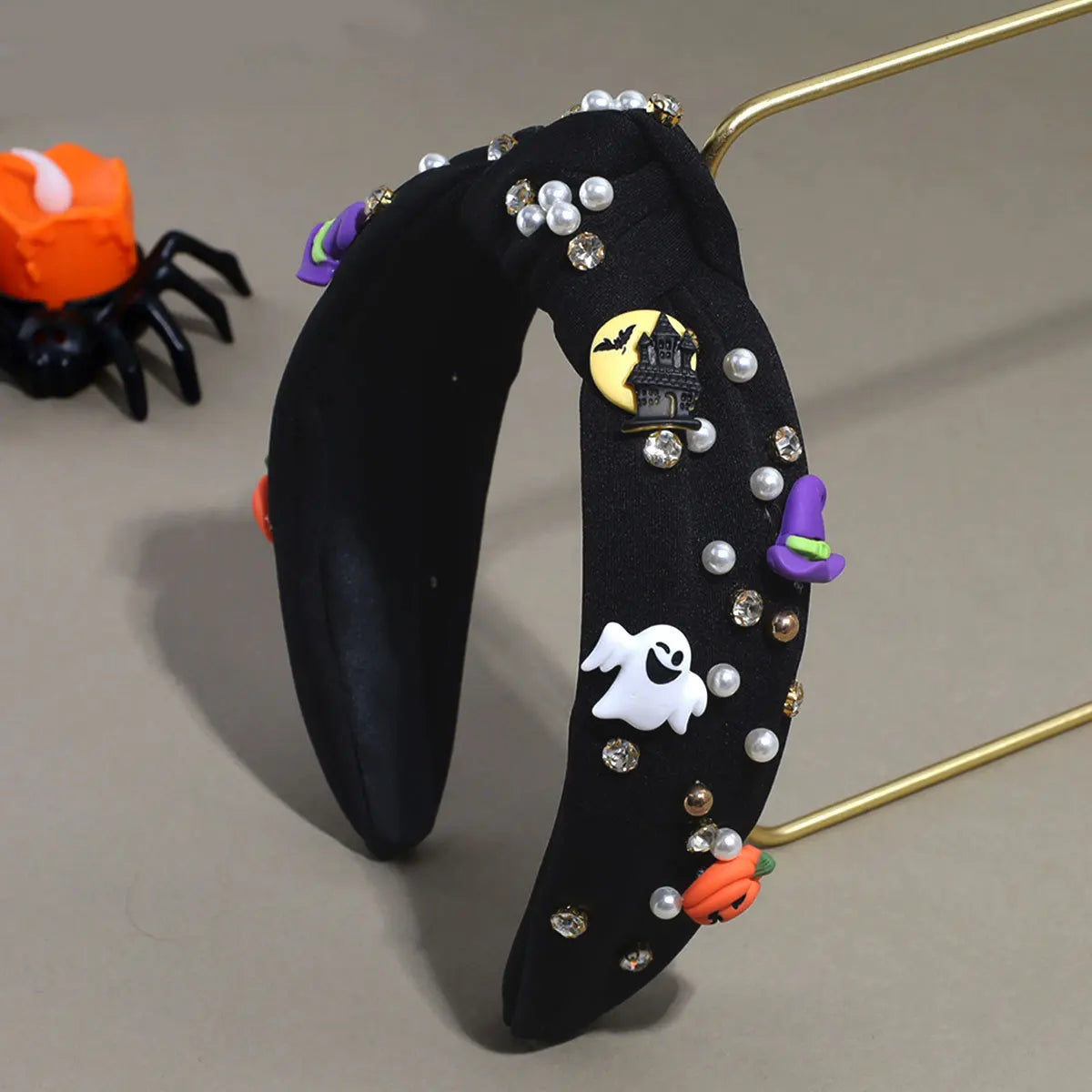 1 Pieces of Halloween Pumpkin Bat Ghost Witch Hat Elements Funny Girls Headbands for Halloween Dress up Gifts for Women