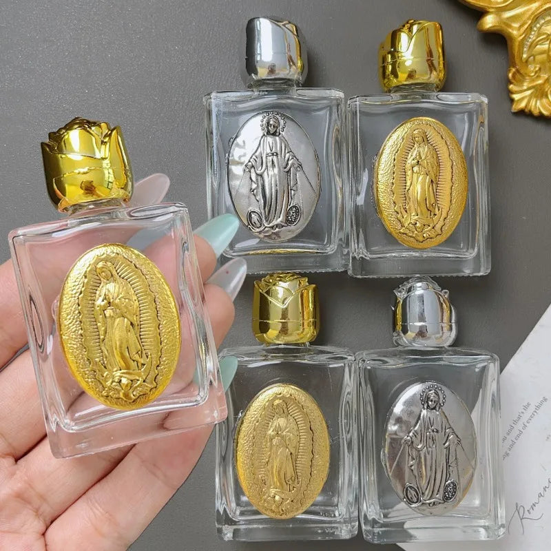 1/2pcs Holy Jesus Bottle Religious Cross Christian Virgin Sculpture Bottle Holy Water Storage Perfume Lotion Separate Bottles