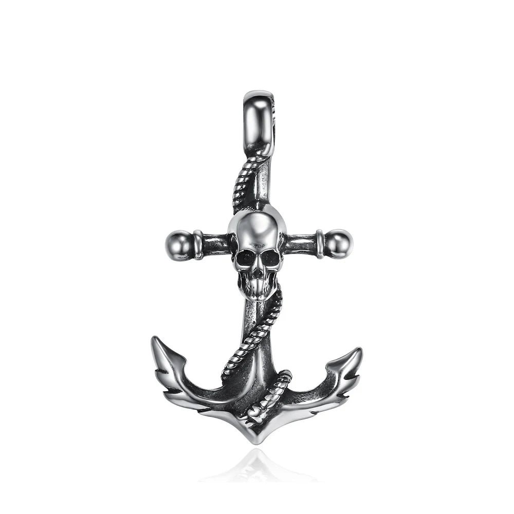 Gothic Hip Hop Skull Pendant Necklaces For Men Stainless Steel Punk Fashion Skeleton Necklace Halloween Jewelry Gifts Wholesale