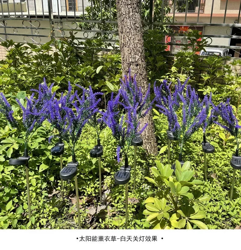 2025 New Purple Lavender Flower Solar Garden Lights Outdoor Decorative Lawn Lamp for Patio Yard Decor
