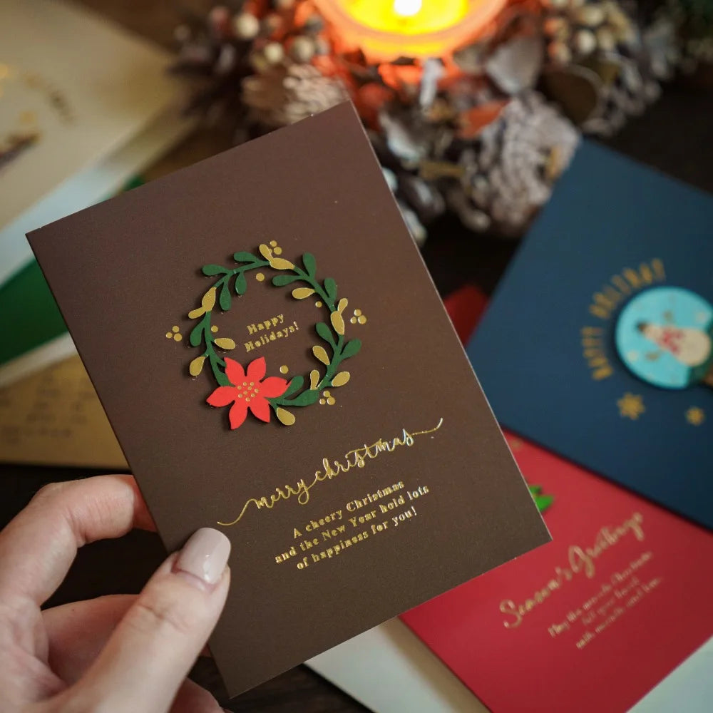 Merry Christmas Cards Set with Envelope New Year Wishes Christmas Gifts Decorative Greeting Xmas Postcards for Xmas 2025