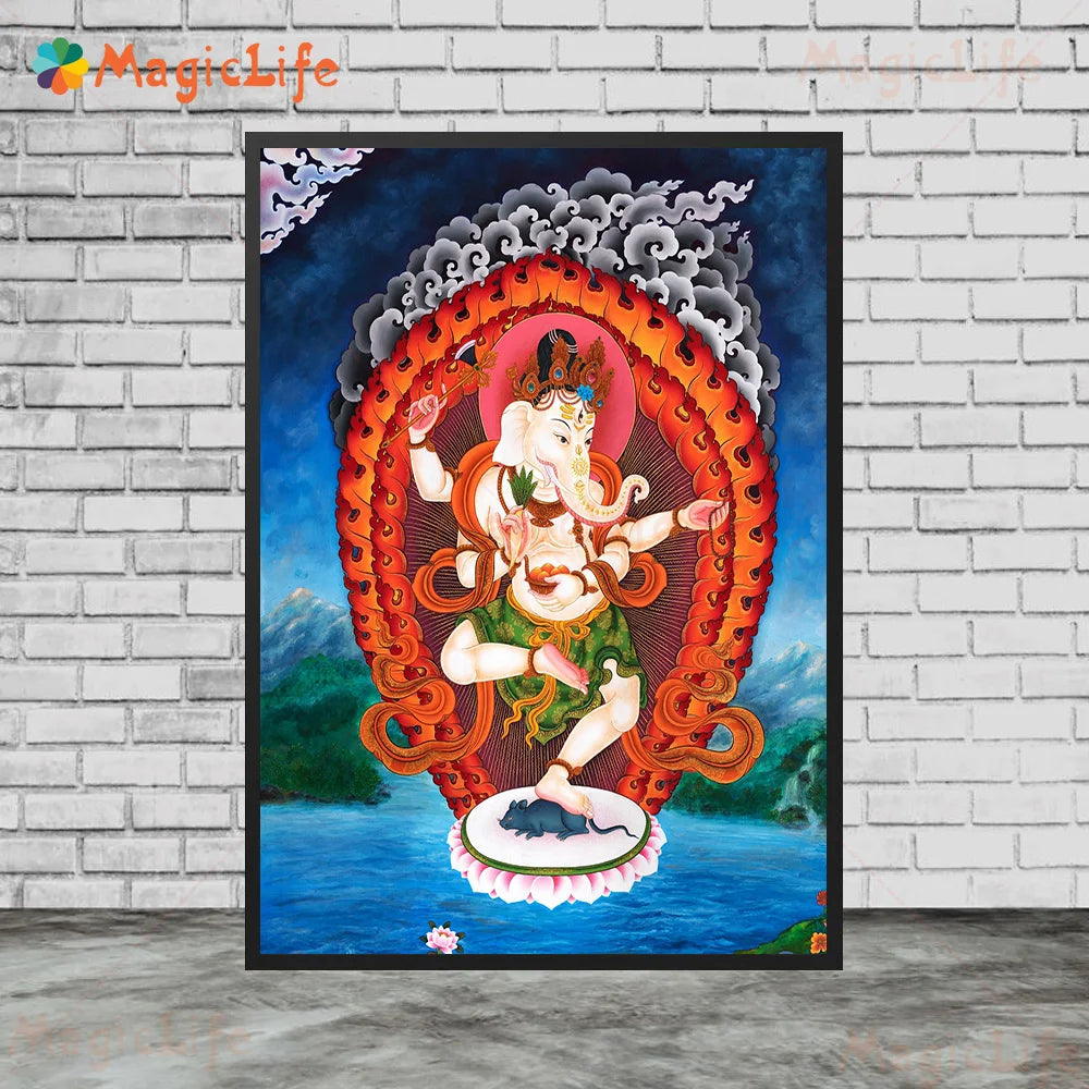 Indian Religion Ganesha Hindu Mythology God Posters Wall Pictures For Living Room Poster Wall Art Canvas Painting Unframed