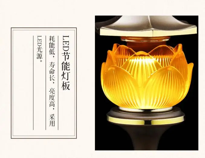 A Pair 2PCS Wholesale Buddhism supply HOME Shop temple altar Buddhist worship tool high grade Lotus LED buddha Light 30cm tall