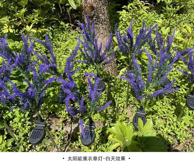2025 New Purple Lavender Flower Solar Garden Lights Outdoor Decorative Lawn Lamp for Patio Yard Decor