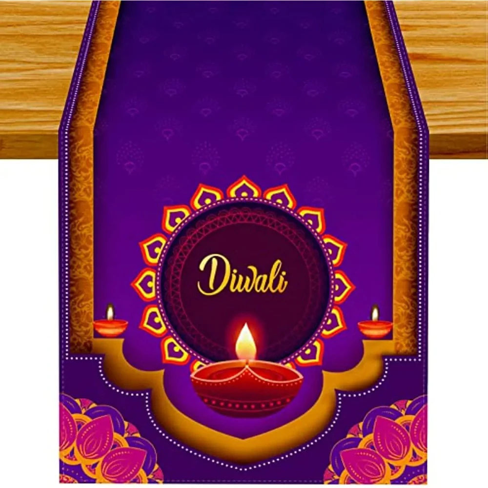 Happy Diwali Table Runners Candlestick Decoration Indian Diwali Home Kitchen Table Decorations and Household Supplies