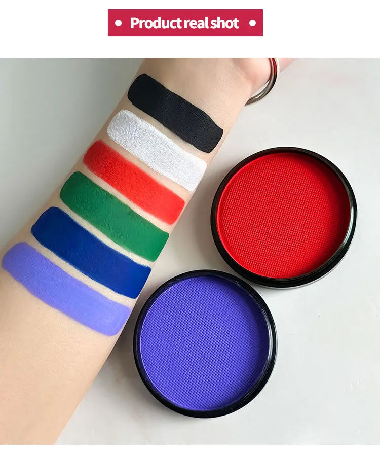 30g Water-Activated Body Makeup Face Paint Set 3-Piece with Brushes Mixing Palette for Halloween Christmas Costume Party Cosplay