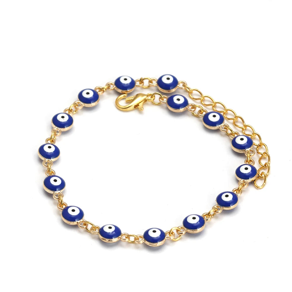 EVIL EYE Adjustable Alloy Foot Chain Women Anklet Drop Oil Turkish Evil Eye Anklet tobilleras mujer תכשיטים chaine de cheville