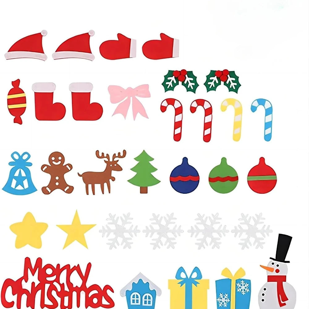 Felt Christmas Tree with Ornaments DIY Cristmas Ornament Xmas Navidad Gifts Santa Claus New Year Door Wall Hanging Decorations
