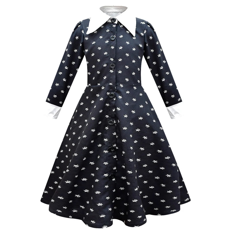 KLFLGD Black Lace Halloween Dress Up Girl's Birthday Party Performance Dress New Girl Role Playing Dress 4-12 Years Old