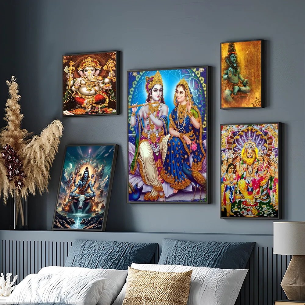 Modern Hindu God Anime Posters Sticky Whitepaper Sticker DIY Room Bar Cafe Kawaii Room Decor