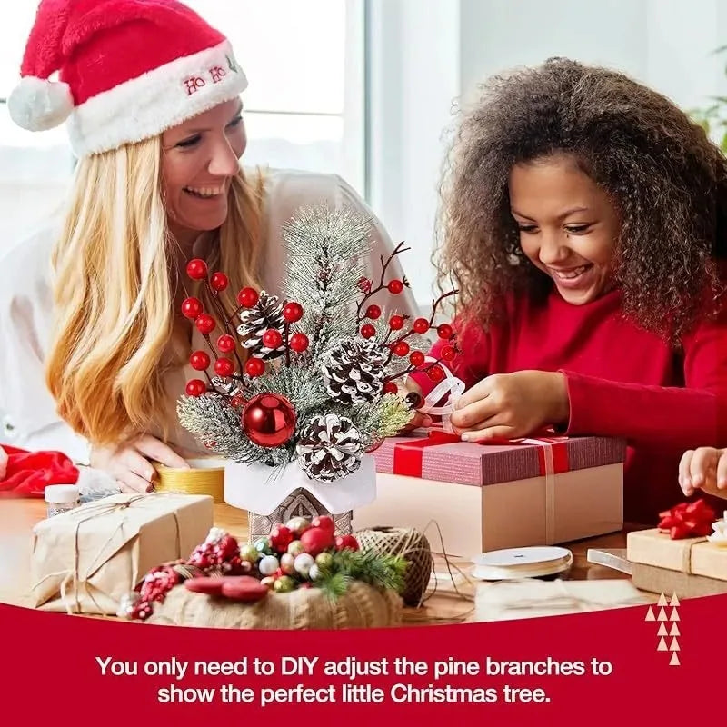 Christmas Tree Desktop decoration Holiday Ornaments Artificial Christmas Tree Red Berry For Christmas Decorations Festival gifts