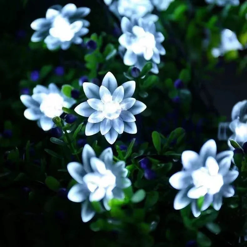 5-12m Led Solar String Lotus Sakura Flower Cherry Flower Lights LED Outdoor Waterproof Festival Garden Decorative Lights