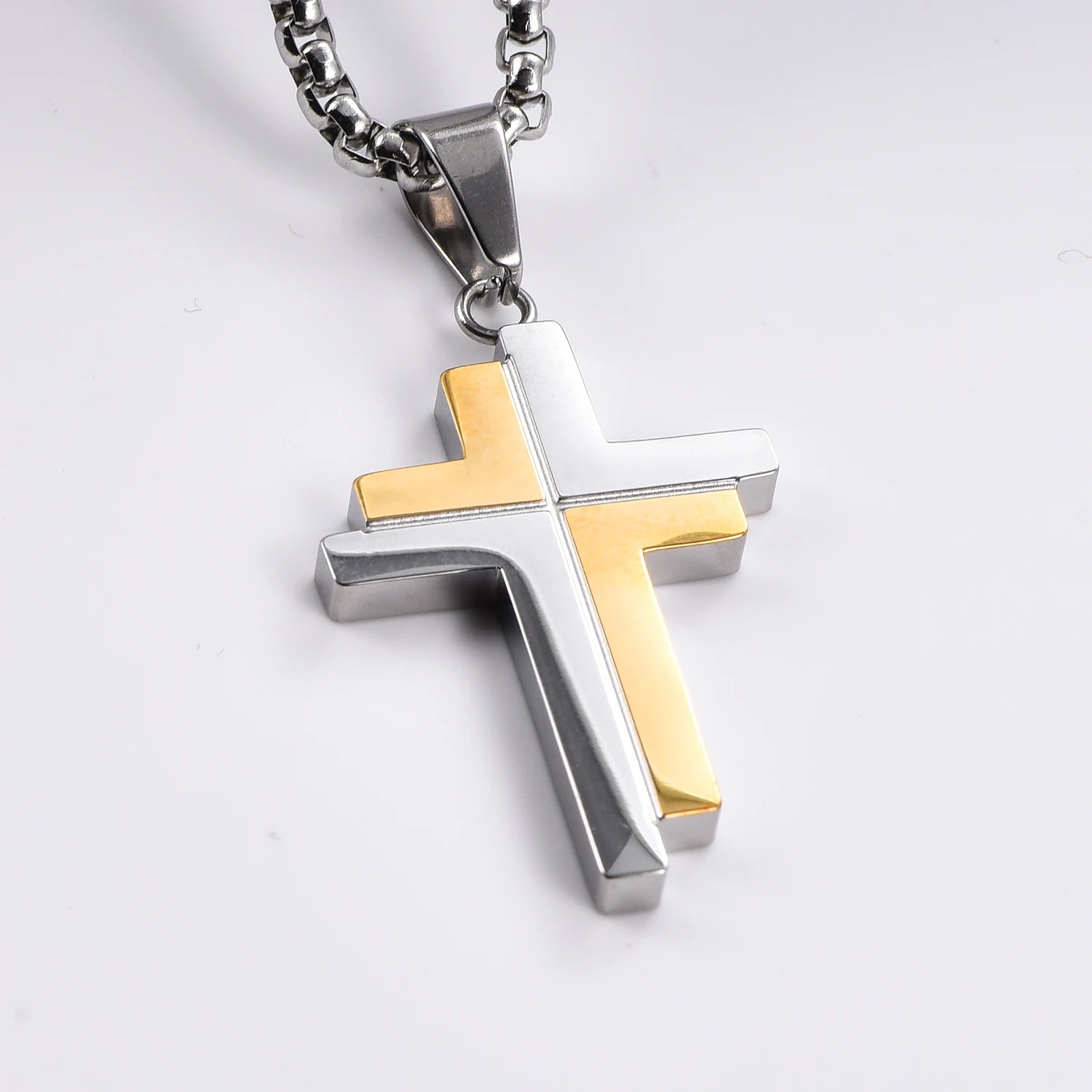 Cross Pendant Necklace Classic for Men Women Fashion Hip-hop Stainless Steel Dull Polished  Faith Prayer Jewelry Gift