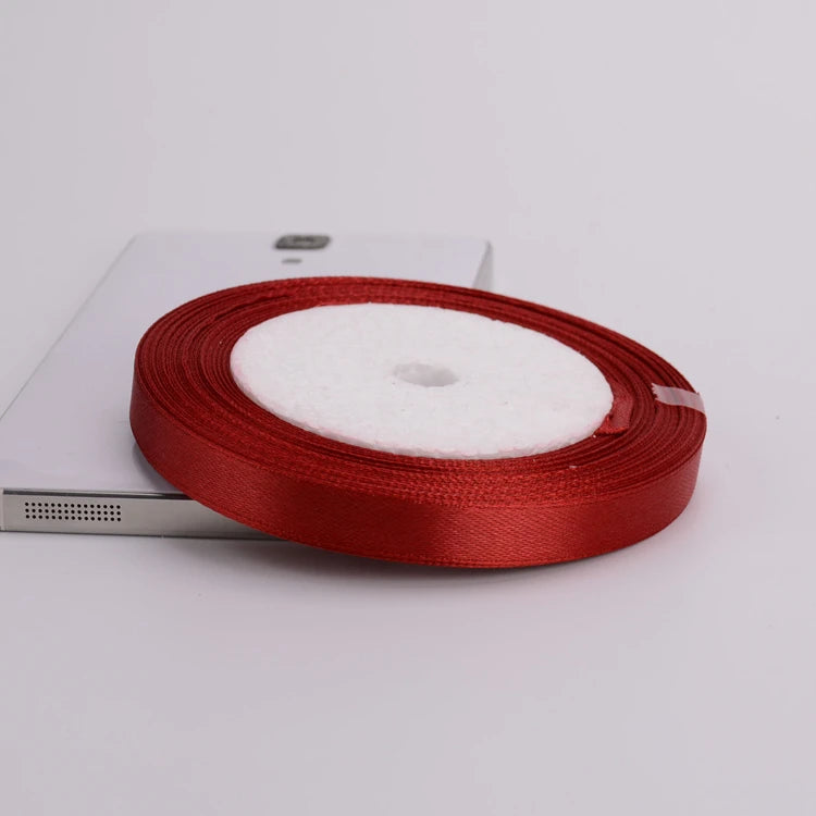 Burgundy Wine Red Single Face Satin Ribbon 6-10-15-20-25-40-50mm Gift Packaging Tape Christmas Halloween Birthday Party Decor