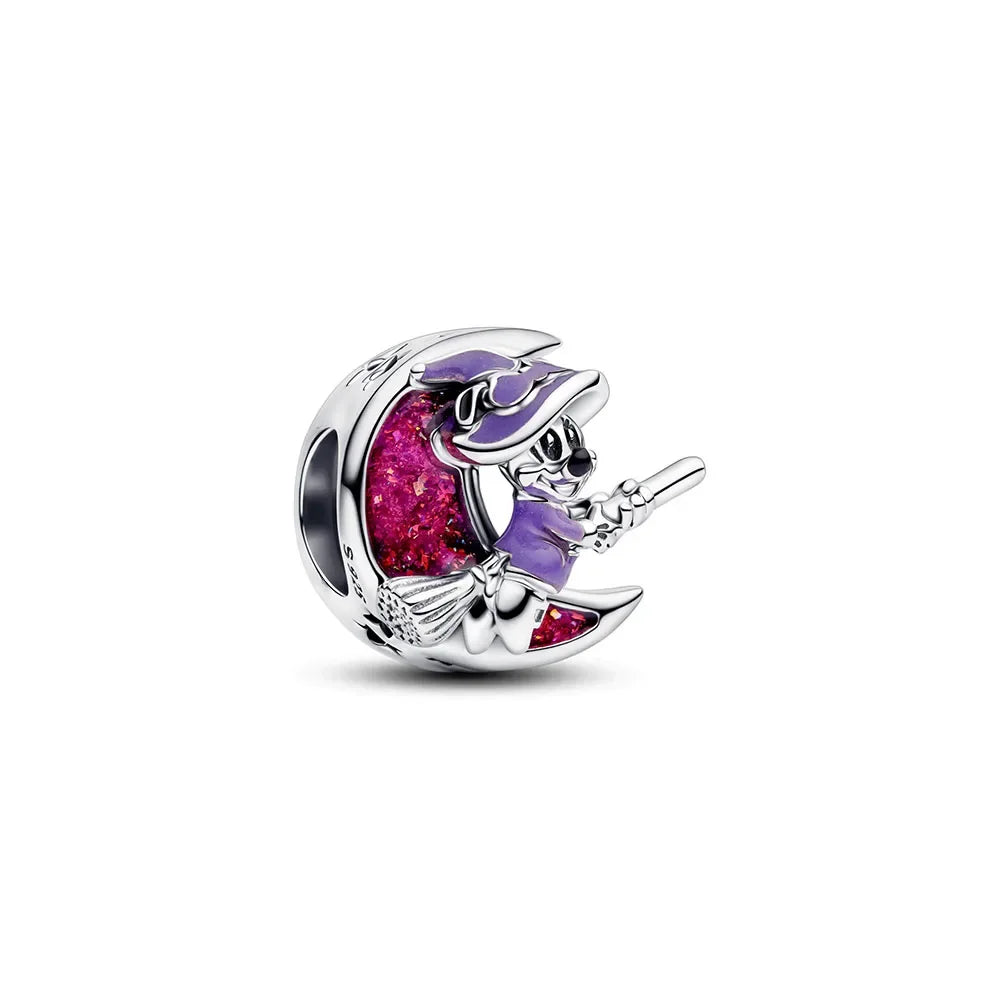 2026 Disneypark Christmas Halloween Skull Pink Elephant Cartoon Animal Charm Suitable for Women Original Bracelet DIY Gifts