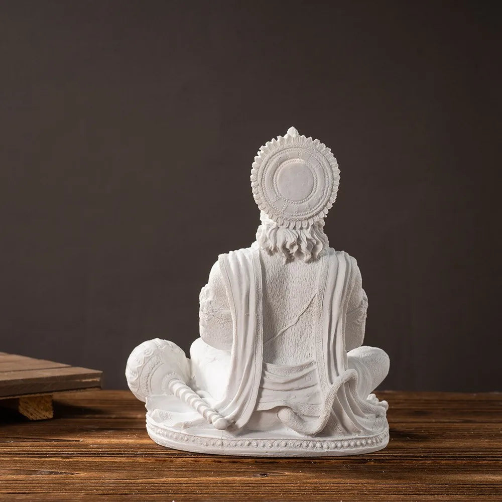 Vilead Sandstone White Hanuman Statue Hindu Monkey God Sculpture Yoga Meditation Decoration Buddha Ganesha Vishnu India FengShui