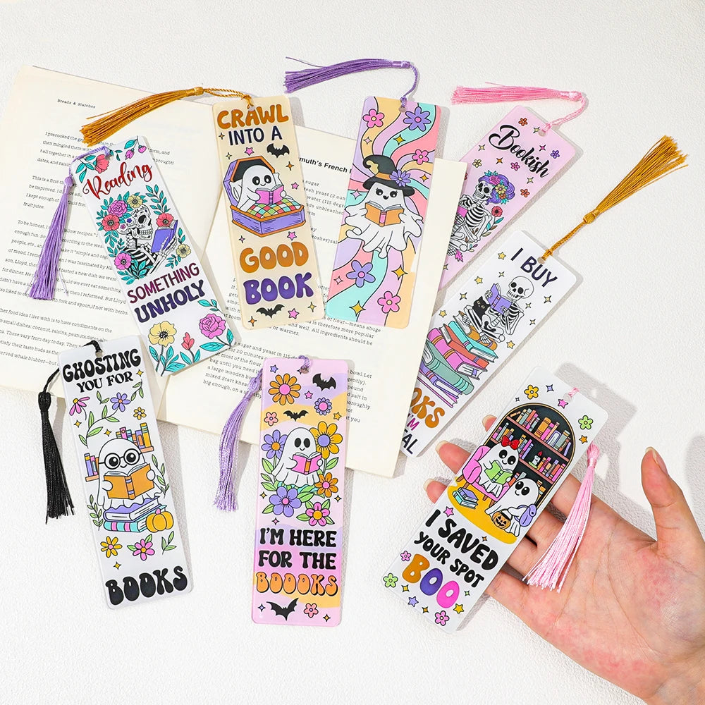 Halloween Ghost & Skeleton Bookmarks Page Holder for Kids Teens Adults Great for Home Library Classroom Book Clubs Creative Gift