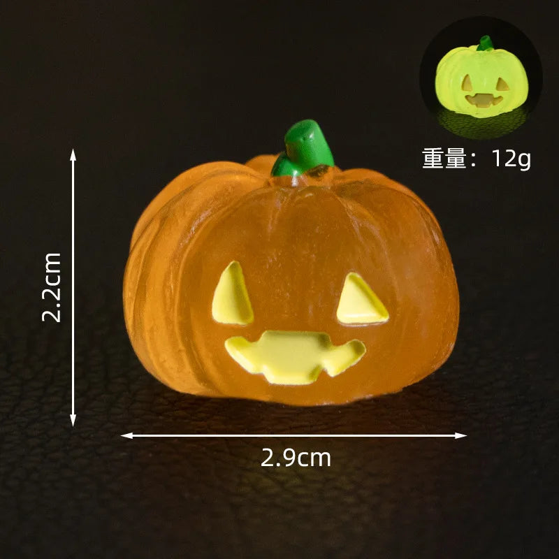 8PCS Halloween Ghost Simulation Small Pumpkin Ornament Home Desktop Living Room Micro Landscape Ornament Resin Diy Crafts 2025