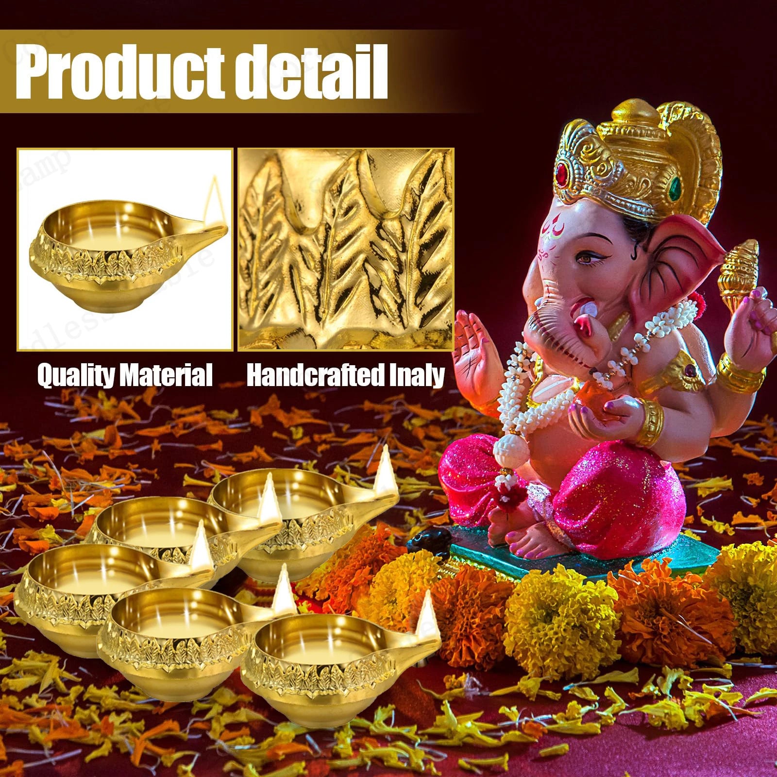 4-50Pcs Diwali Diya Lamp Brass Oil Lamp Copper Butter Lamp Holder Traditional Indian Oil Lamp for Puja Kuber Indian Diwali Gifts