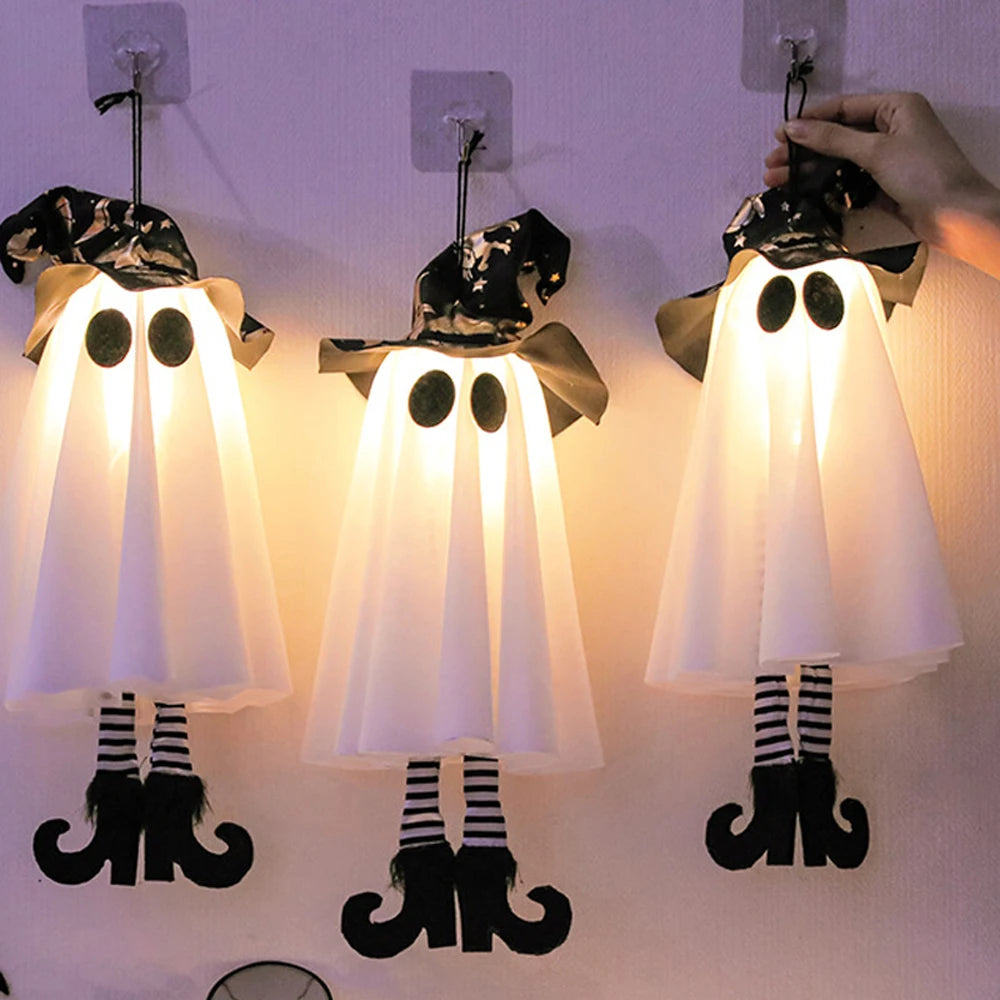 Halloween Decor Hanging Ghosts With Lights 1/2/3pcs LED Glowing Ghosts Festival Home House DIY Decoration Supplies Outdoor Setup