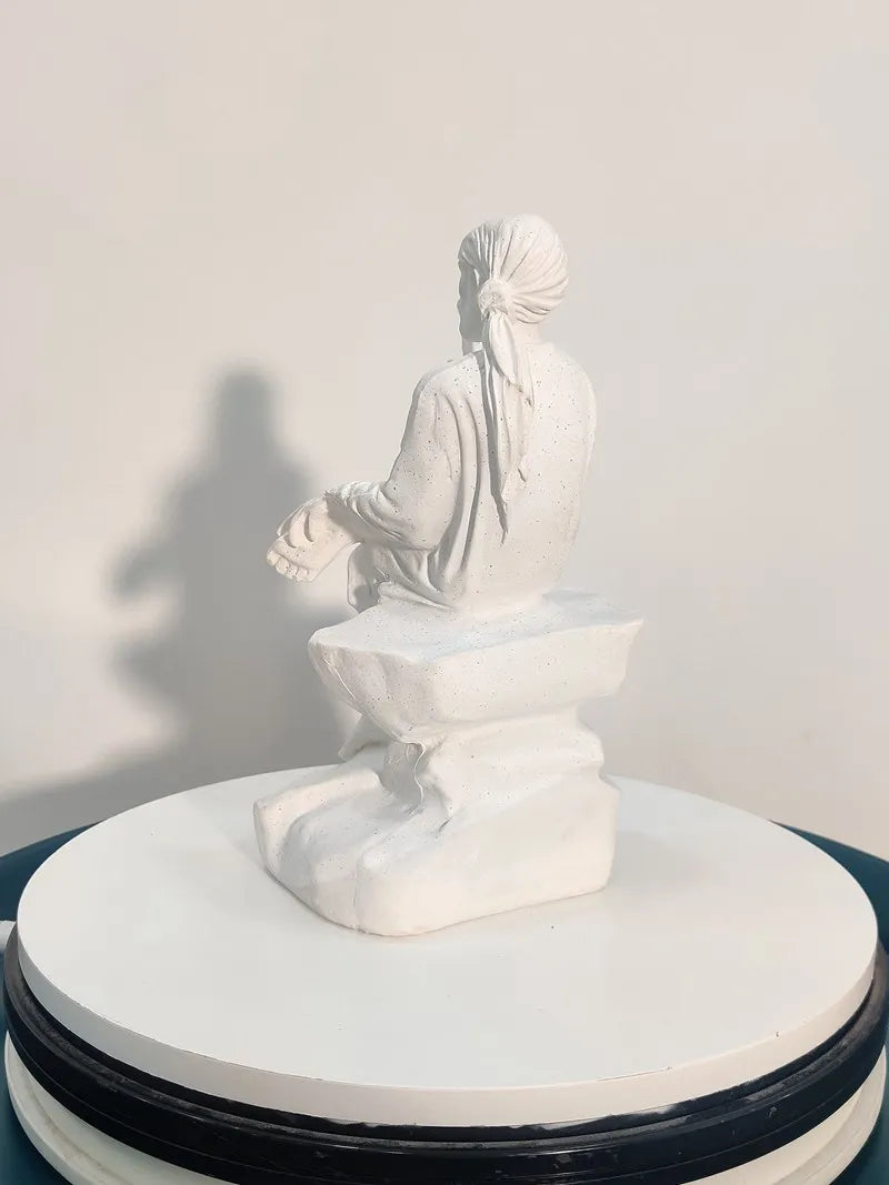 Vilead 26cm Sandstone Sai Baba of Shirdi Statue Hindu Sculpture Hand Crafted Replica Hinduism Indian God  Home Office Decoration