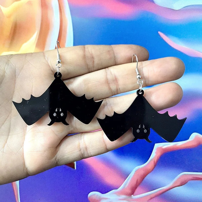 2024 New Skeleton Pumpkins Halloween Earrings Women Hallowmas Costume Cosplay Skull Heart Axe Black Bat Acrylic Drop Earring