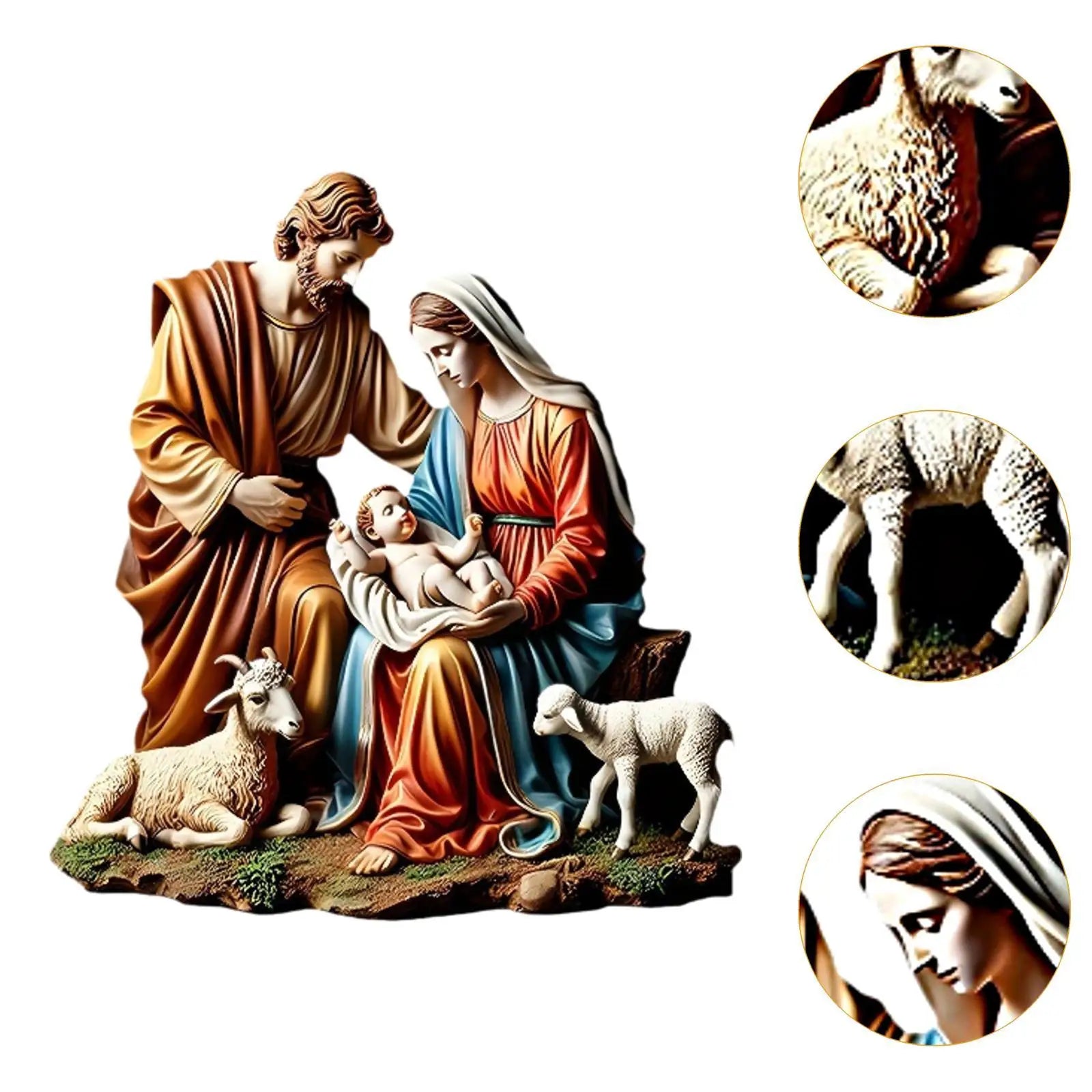 Virgin Mary and Jesus Statue Gifts Christmas Nativity Figurines for Tabletop