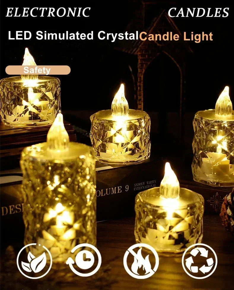 24-1PCS Flameless LED Light Candle LED Crystal Candle Light Electronic Night Lamp Dating Party Holiday Home Wedding Decoration