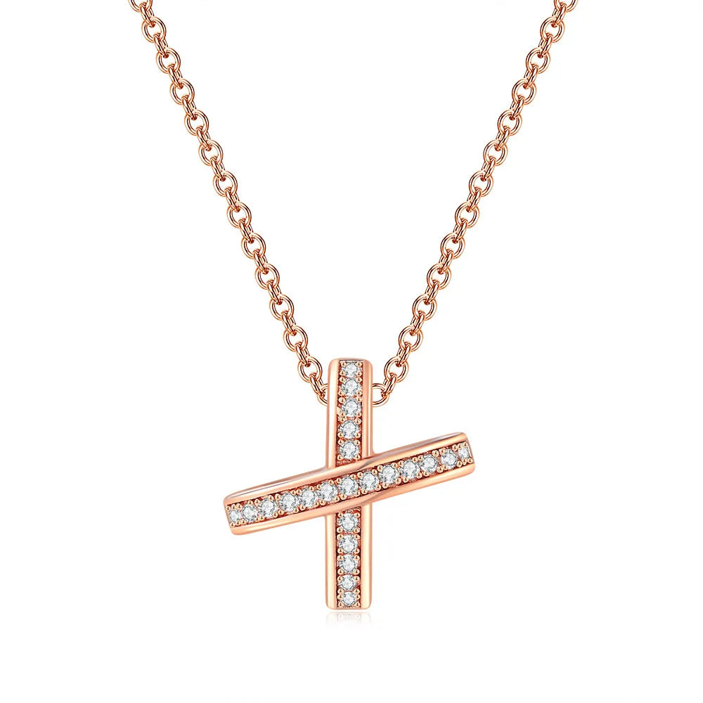 X Cross Pendants Necklace for Women Aesthetic Crosses Rose Gold Color Choker Chain on Neck Collar Necklace Fashion Jewelry N205