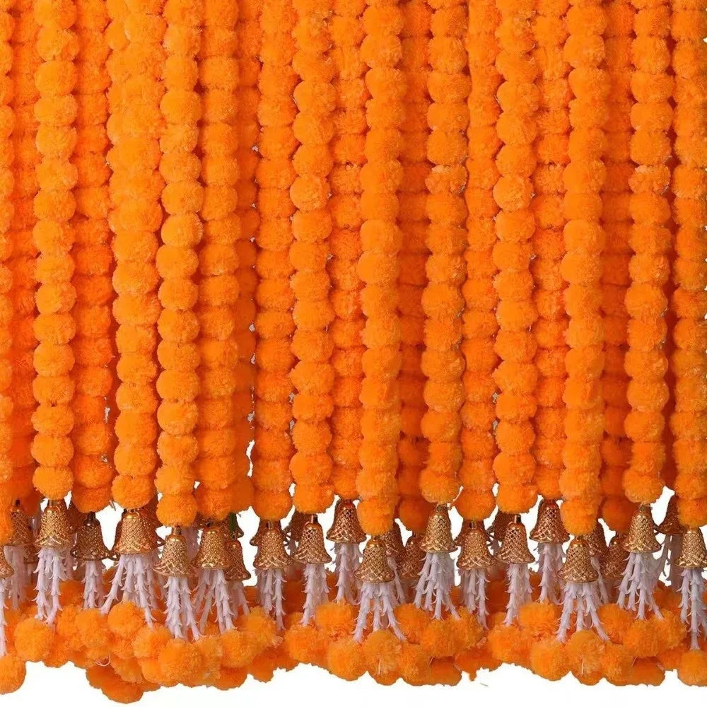 Long Strands Artificial Marigold Garland Pooja Diwali Fiesta Indian Décor Pooja Marigold Flowers Pooja Wedding Events Decor
