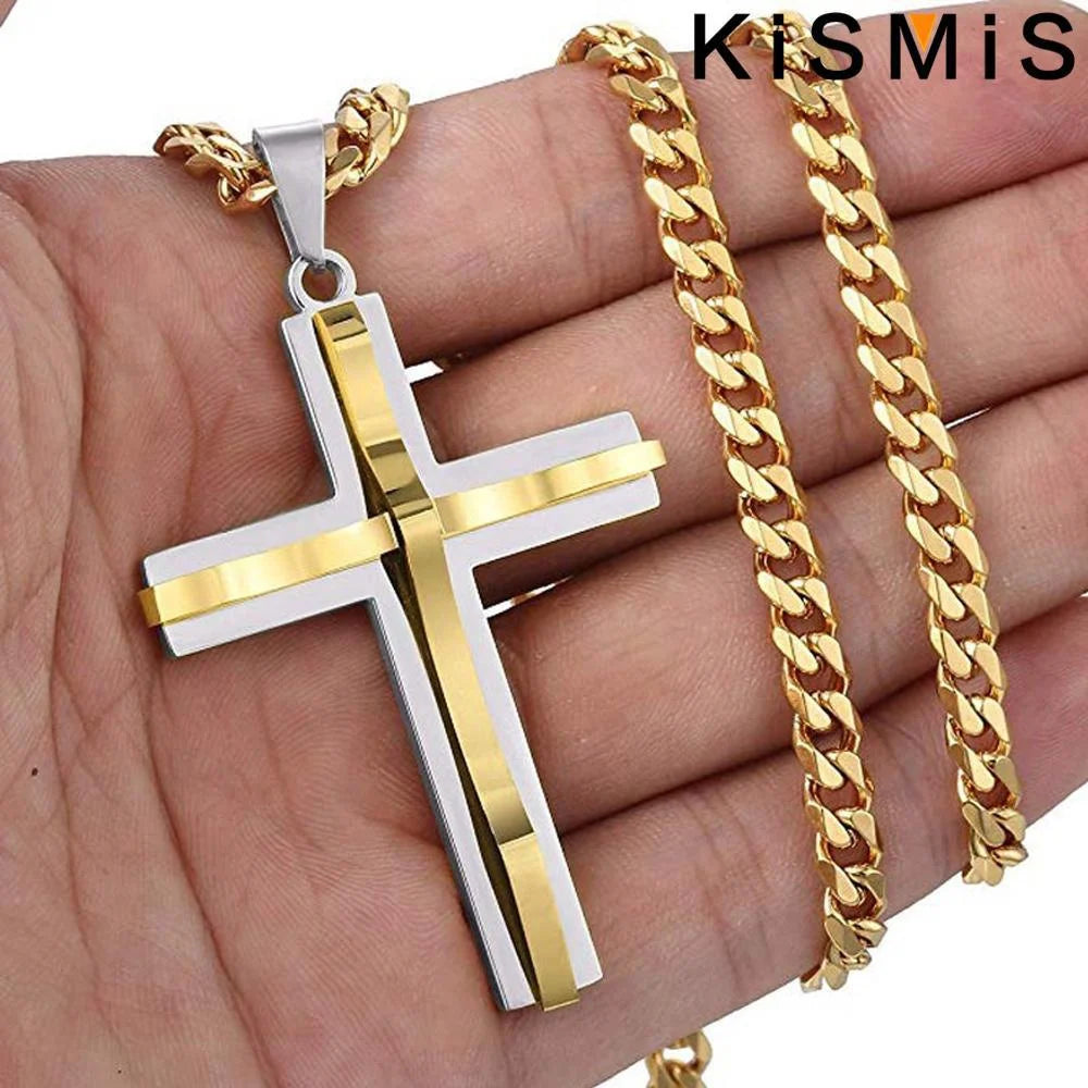 Men's Cross Pendant Necklace Fashion Hip-hop Jewelry Accessories Stylish Design Unique Gift for Him