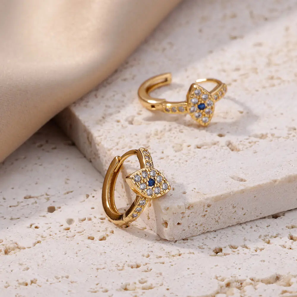 Vintage Gold Plated Evil Eye Earrings for Women Stainless Steel Hoop Earrings Luxury Aesthetic Jewelry Wedding Gift Free Shippin