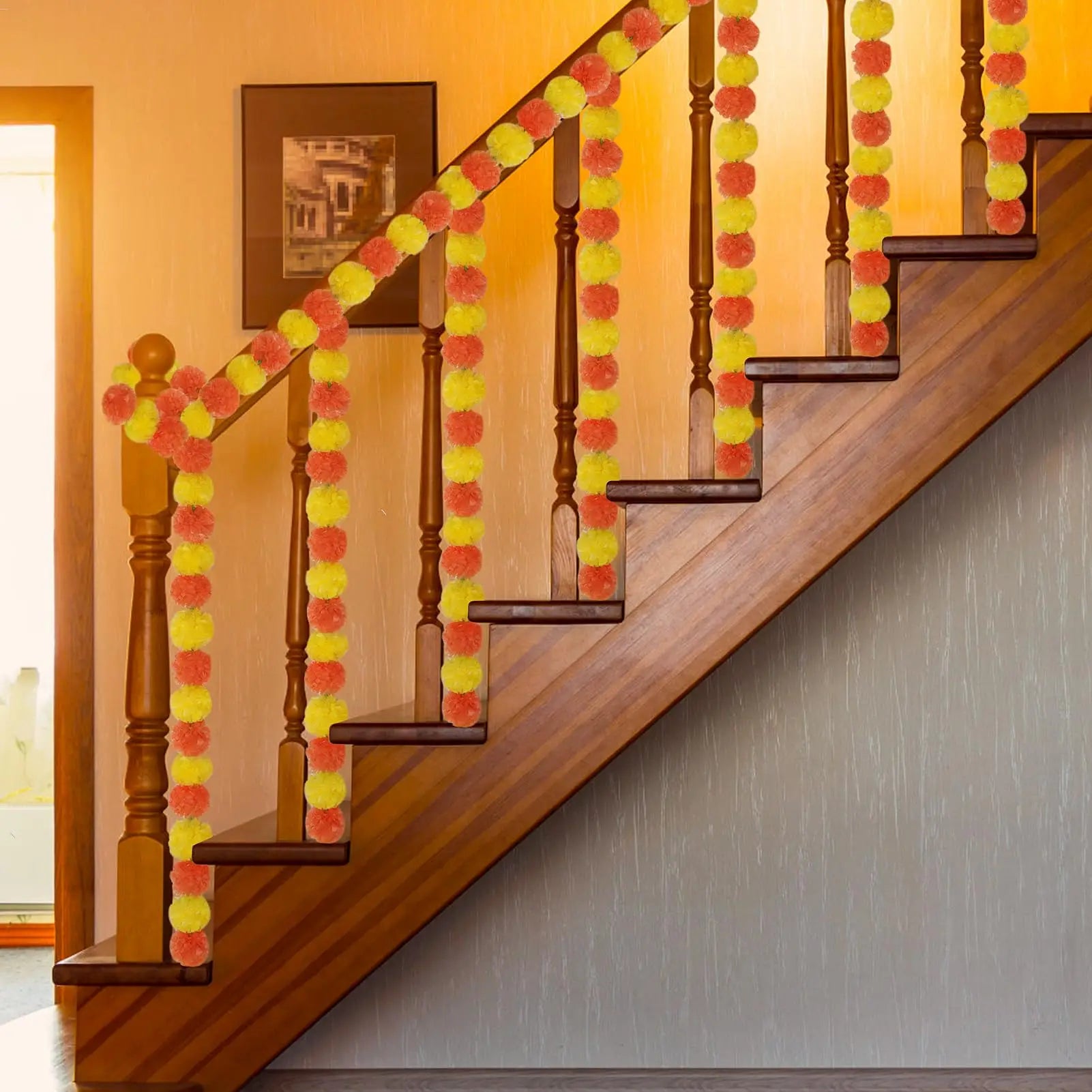 5-100PCS Marigold Flower Garlands for Decoration Artificial Flowers Diwali Indian Décor Pooja Day of The Dead Mexican Party