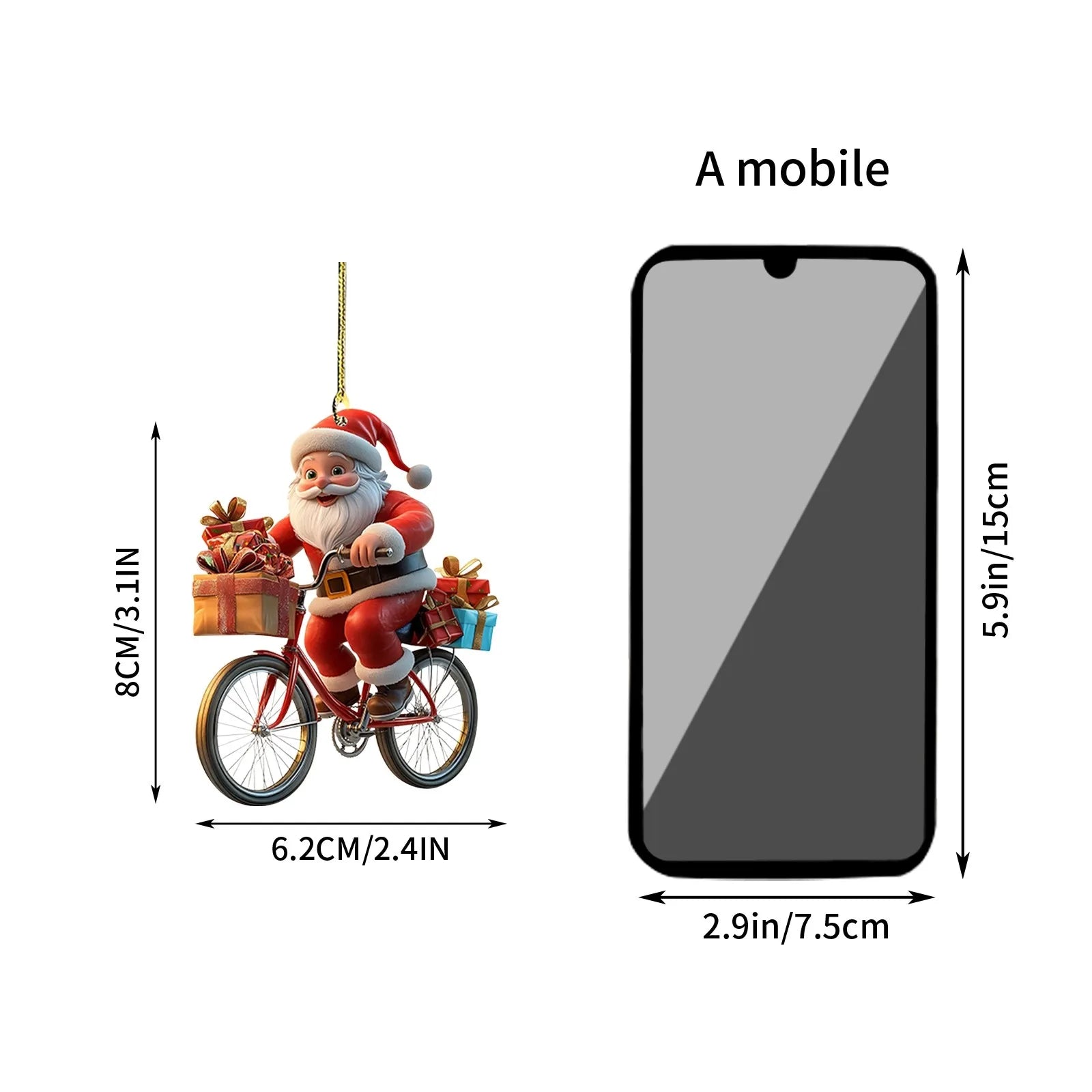 Christmas Tree Pendant Acrylic 2D Cartoon Santa Claus Snowman Festive Hanging Ornaments for Christmas Tree Decor Cute Cartoon