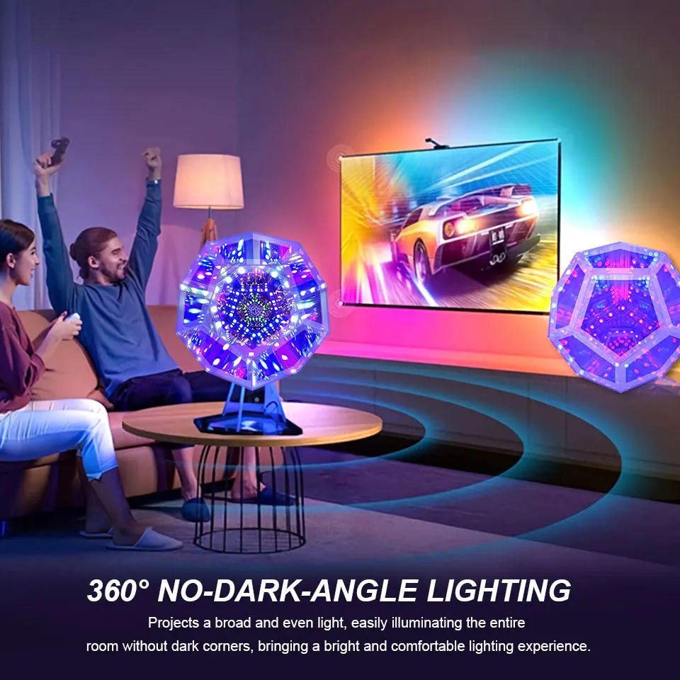 LED RGB Night Lights Dodecahedron Dreamy Geometric Space Lights Atmosphere Night Creative Color Home Decorative Light Gifts