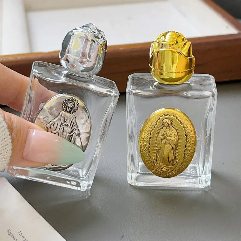 1/2pcs Holy Jesus Bottle Religious Cross Christian Virgin Sculpture Bottle Holy Water Storage Perfume Lotion Separate Bottles