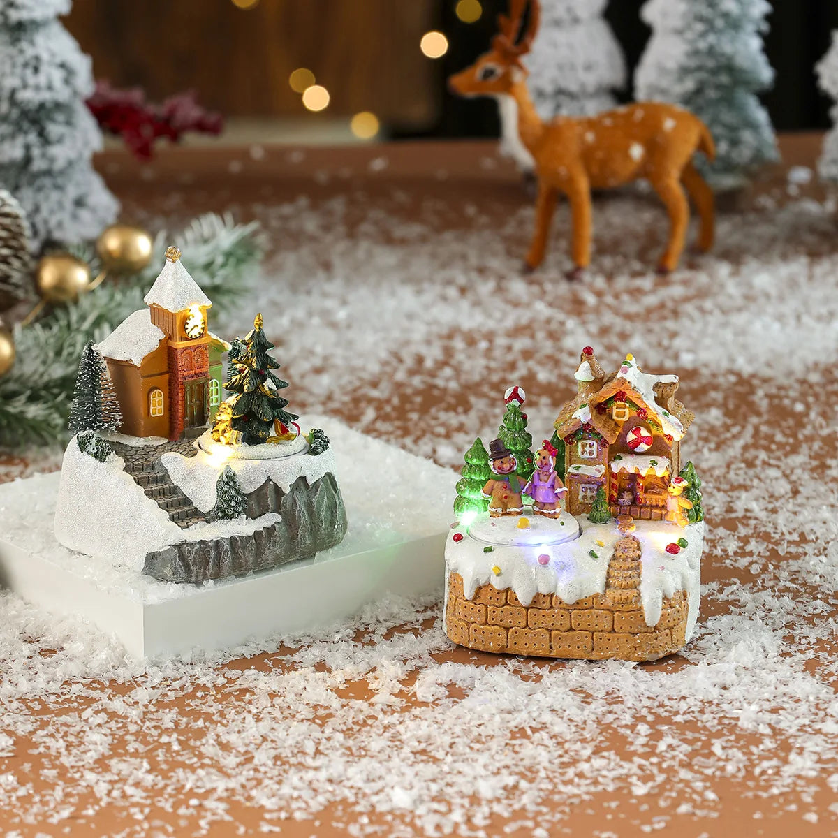 New Christmas decorations electric music, illuminated houses, LED lights, snow houses, Christmas ornaments gifts
