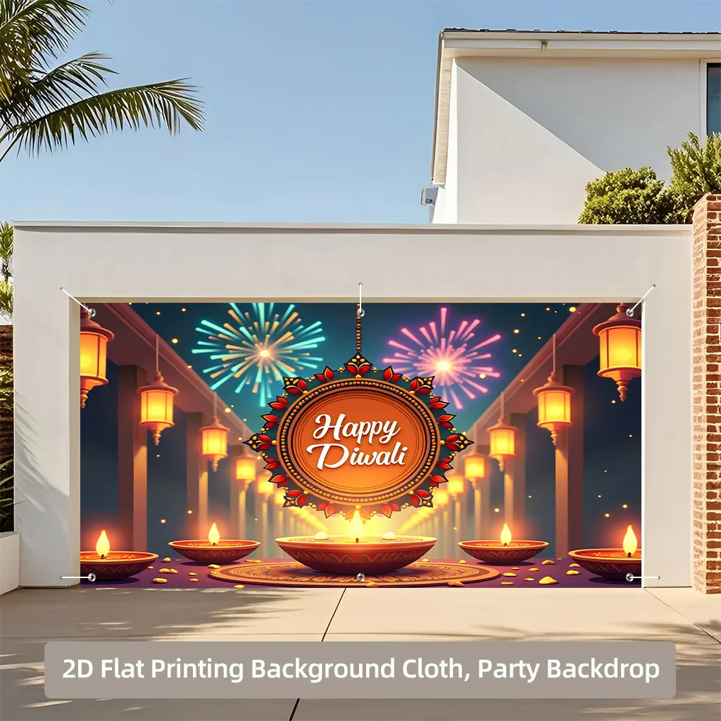 1PC2D Festival Indian Diwali celebration garage backdrop, suitable for home, outdoor, garden, no electricity required - wsj