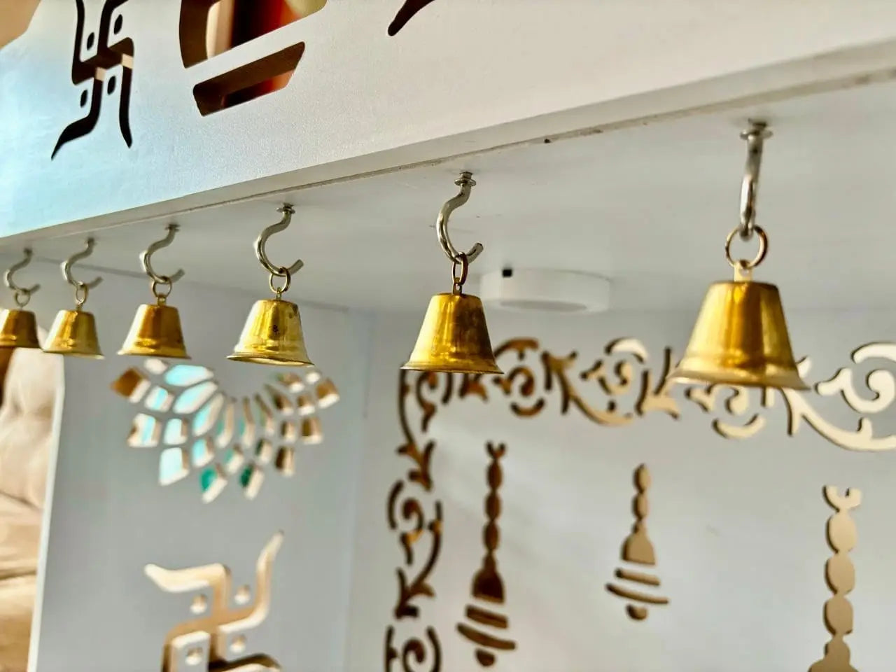 Trading World Wooden Temple Mandir Offers Spacious Built-in Shelf Focusing Lights for Families