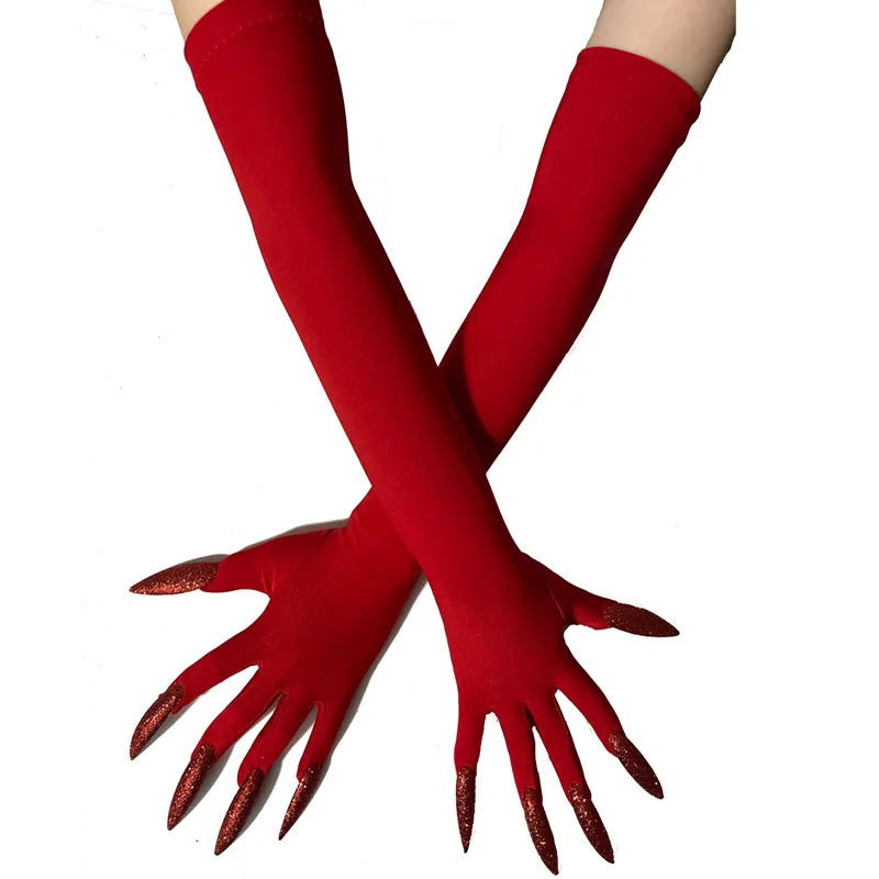 Cool Halloween gloves long ghost claw dress up gloves fashionable red long nails Cosplay Halloween funny gloves A529